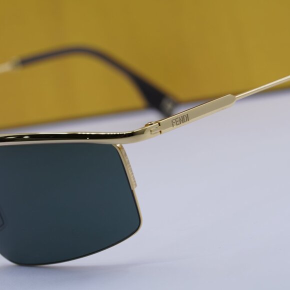 Fendi FE40141U 30N Rectangle Sunglasses - Shiny Gold/Green - Picture 2 of 10